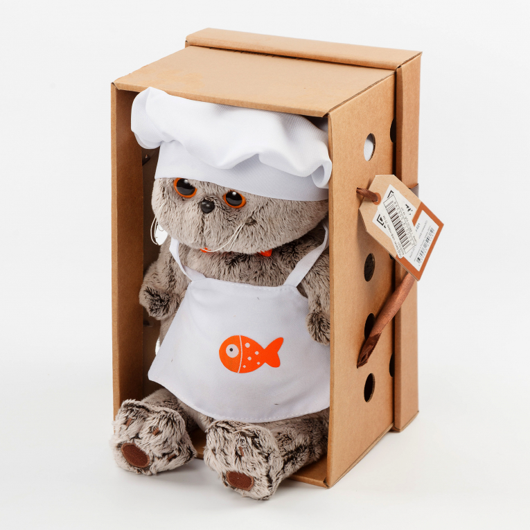 Кот Басик шеф-повар mon tero эко мешочек с перьями игрушка для кошек с кошачьей мятой