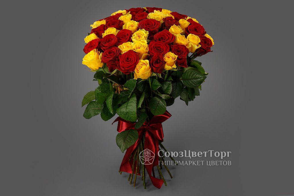 Букет 51 роза, красно-желтый микс пододеяльник эмоций роза р 2 0 сп