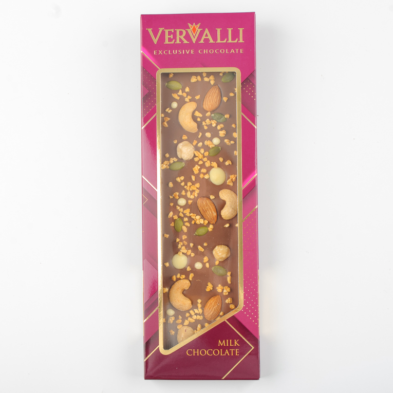 

Шоколад молочный Кешью, фундук, миндаль VERVALLI (110г)