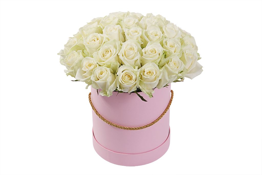 Букет 35 роз Аваланш в шляпной коробке комплект аваланш размер 2 0 спальный с простыней 160 см