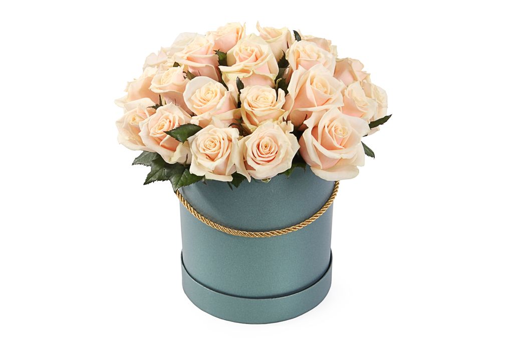 Букет 25 роз Талея в шляпной коробке резинка шляпная 2 мм 50 ± 1 м