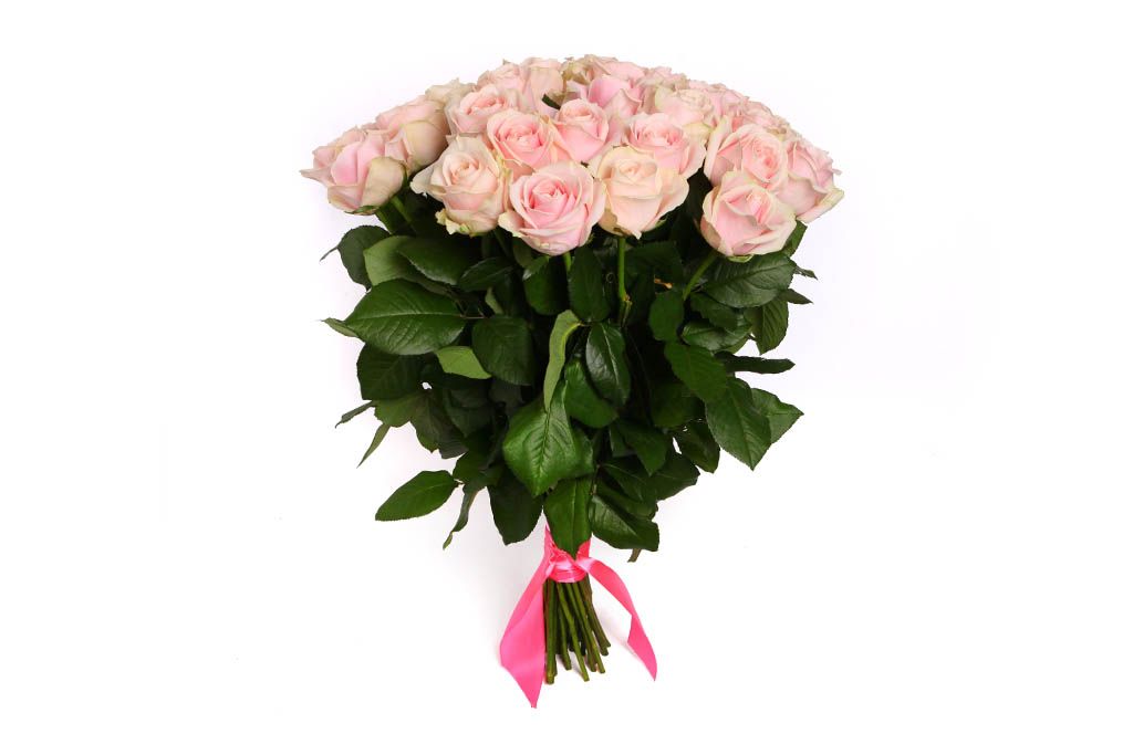 Букет 35 роз Аваланш Свит наполнитель бумажный нежно розовый 100 г