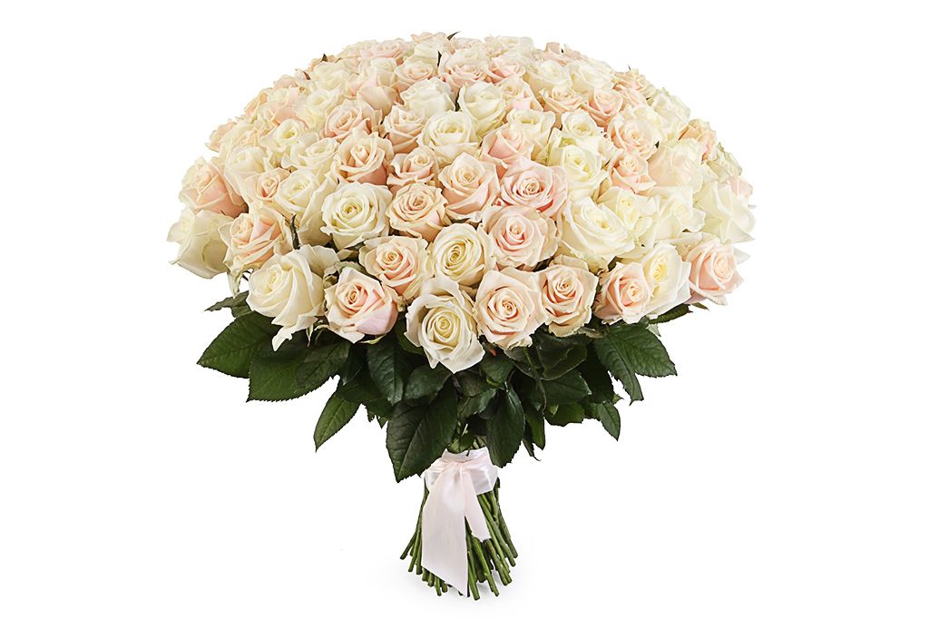 Букет 101 роза, белый микс букет 51 роза аваланш 50 60 см