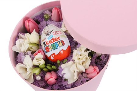 Букет Сладкое утро в шляпной коробке