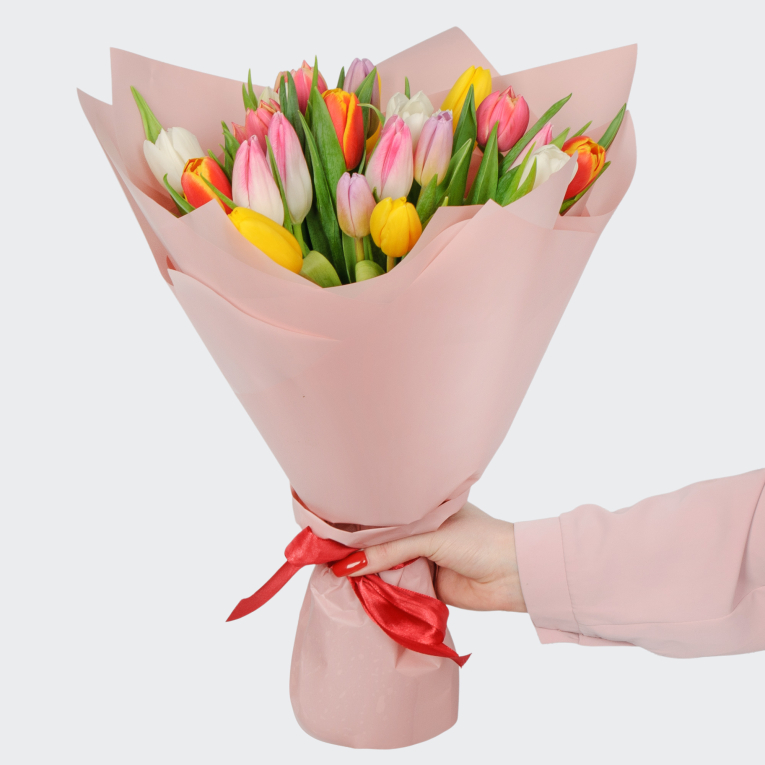 Букет 21 тюльпан микс