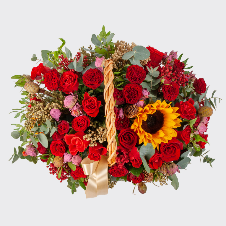 Букет в корзине Закатное солнце