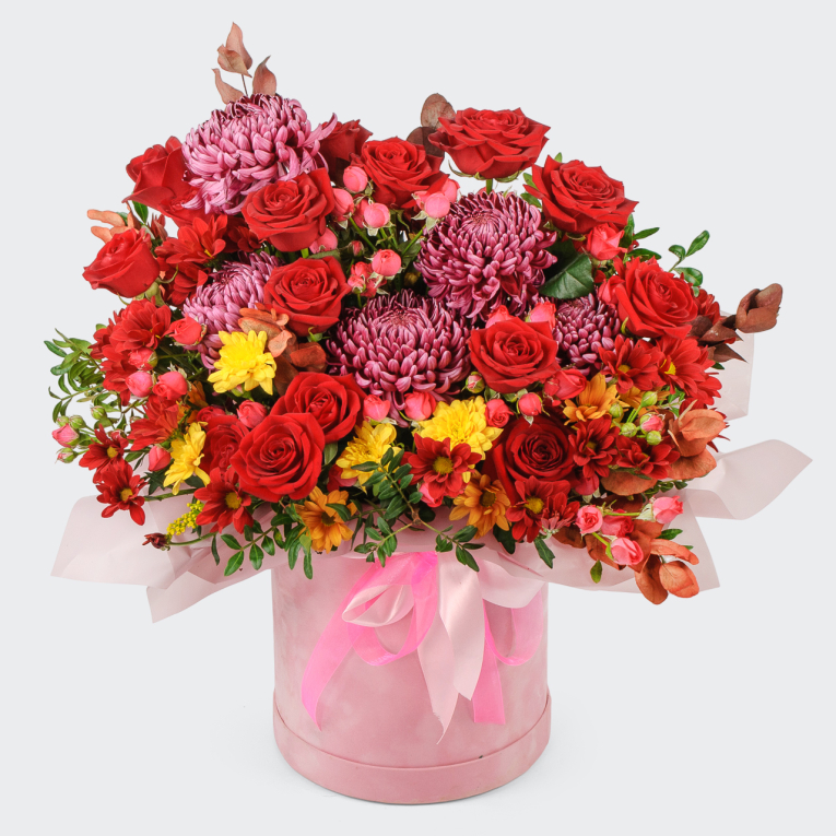 Букет в шляпной коробке Мираж