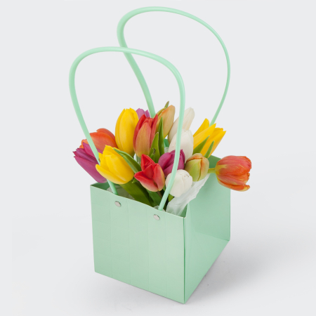 Тюльпаны в коробке Мятное настроение (мини)