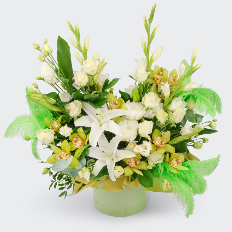 Букет в коробке Снежная вершина