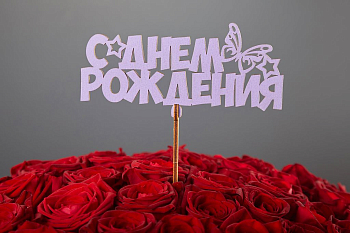 Топпер «С днем рождения» (с бабочкой)