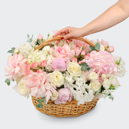 Букет в корзине Розовый луг