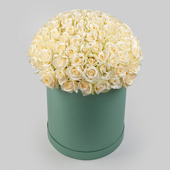 Букет в зеленой коробке Первая нежность (101 роза)