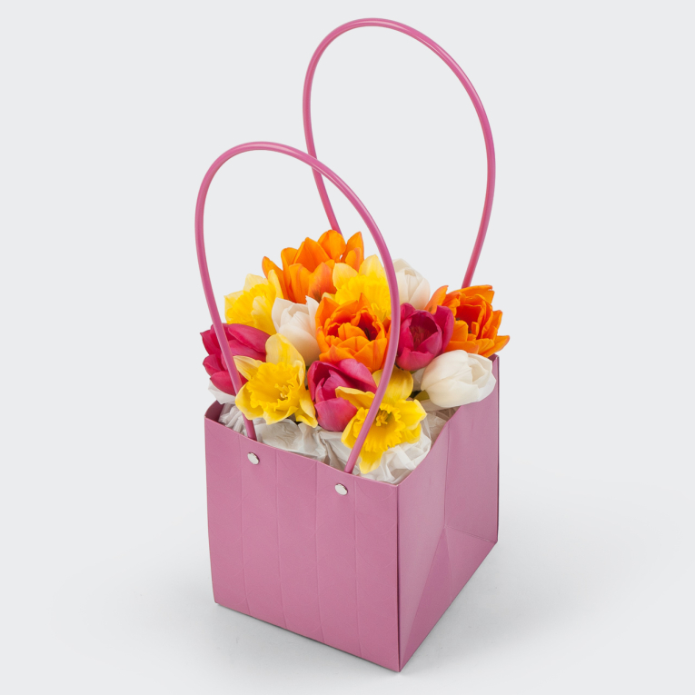 Тюльпаны в коробке Малиновое настроение