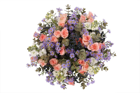 Букет с астрами Нежные поцелуи в шляпной коробке Букет с астрами Нежные поцелуи в шляпной коробке