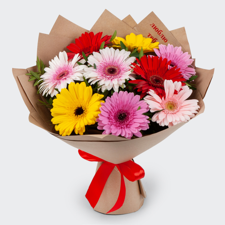 Букет из 9 гербер Цветные звезды