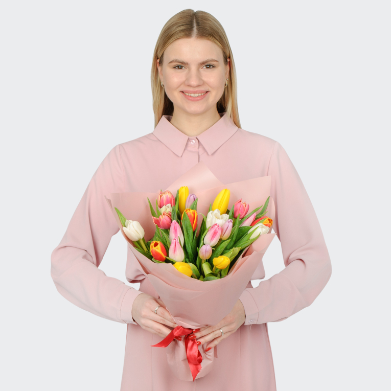 Букет 21 тюльпан микс