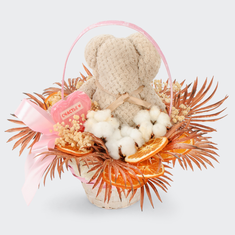 Композиция в корзине Цитрусовые объятия