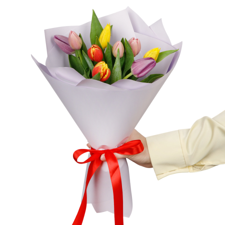Букет Весенний калейдоскоп (9 тюльпанов)