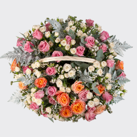Букет в корзине Краски рассвета