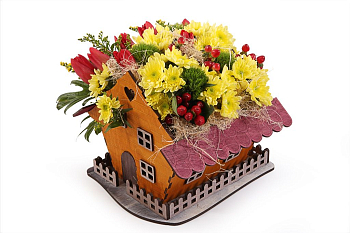 Букет Рай в шалаше в кашпо