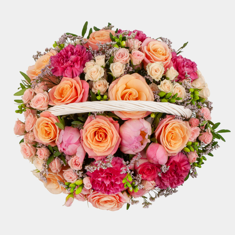 Букет в корзине Розовая карамель