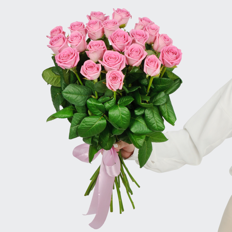 Букет 21 роза Розовая звезда