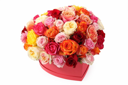 Композиция Вся гамма чувств в коробке-сердце