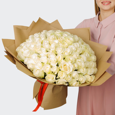 Букет из 101 белой розы Аляска