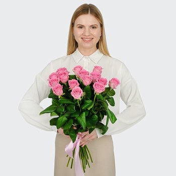 Букет 15 роз Розовая звезда