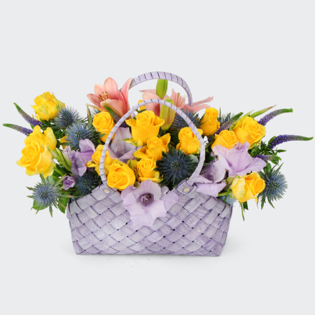 Букет в корзине Фиолетовый закат