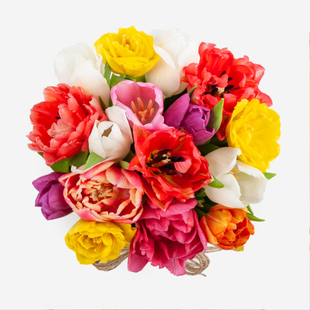 Букет в коробке Цветная акварель (15 тюльпанов)