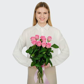 Букет 9 роз Розовая звезда