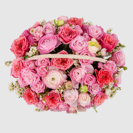 Букет в корзине Розовые узоры