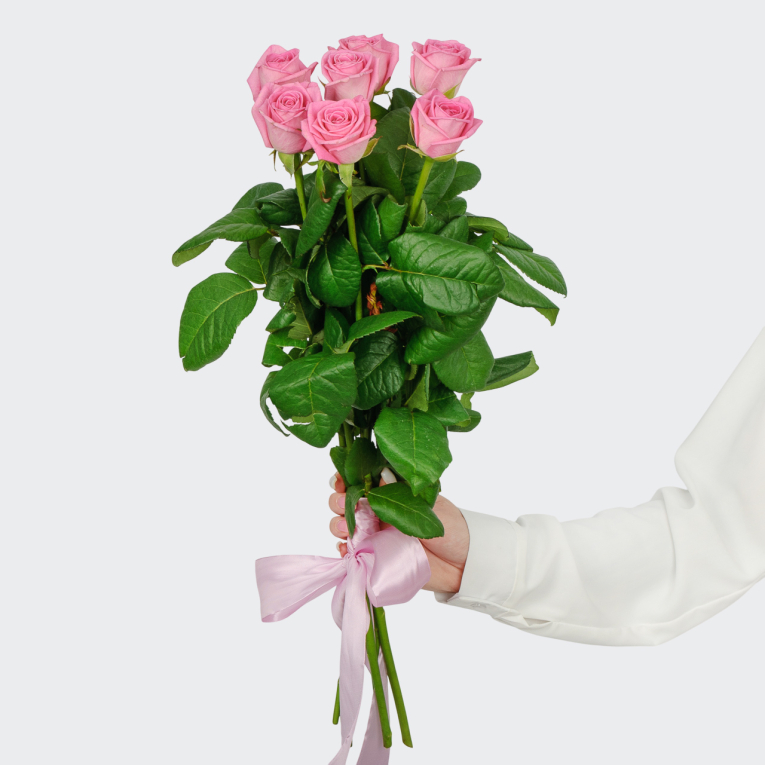 Букет 7 роз Розовая звезда