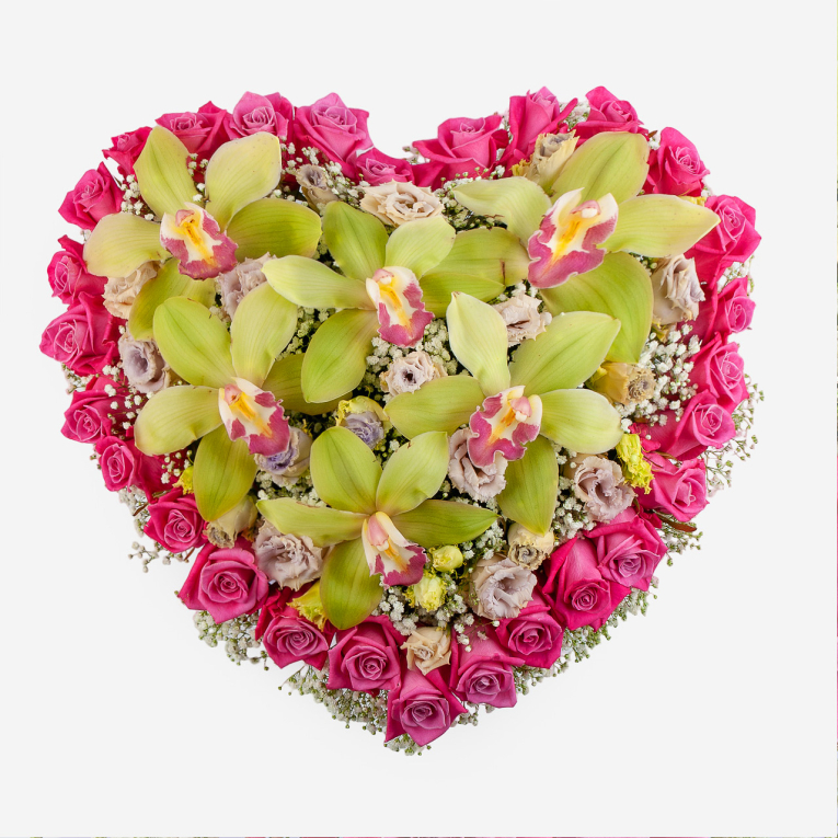 Букет в коробке Сердце тропиков (макси)