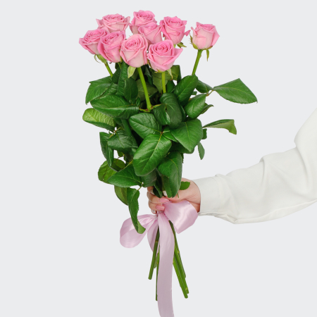 Букет 9 роз Розовая звезда