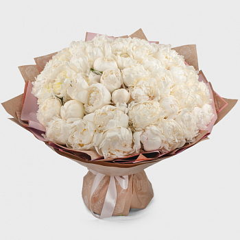 Букет 51 пион Жемчужная россыпь