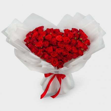 Букет из 55 роз Огонь сердец