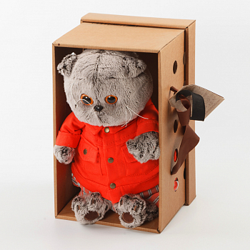 Кот Басик в оранжевой куртке и штанах