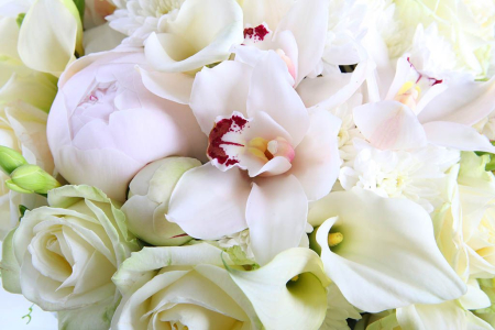 Букет Царевна-Лебедь (каллы, фрезии, розы)