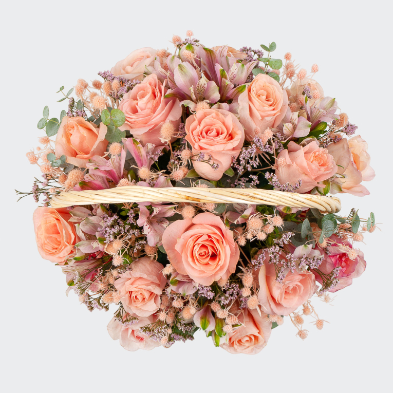 Букет в корзине Розовый куст