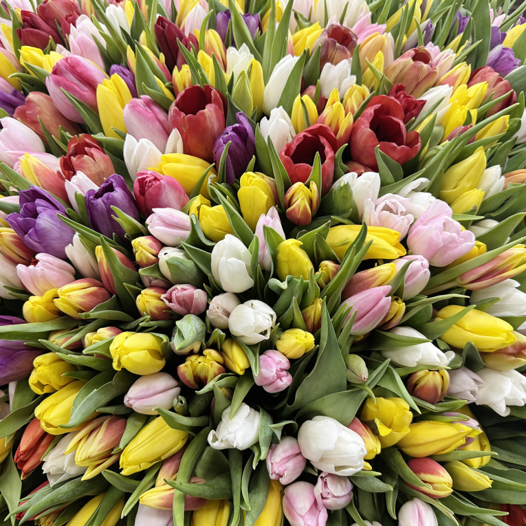 Букет 2001 тюльпан в корзине