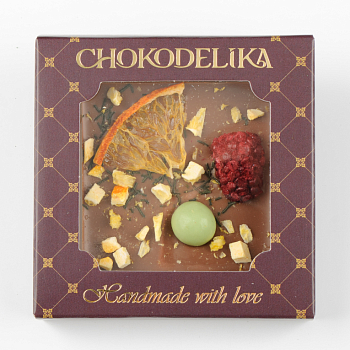 Шоколад молочный Ежевика и апельсин с украшением (35г)