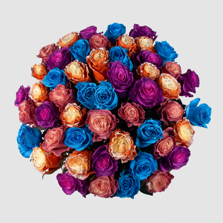 Букет 51 роза Радужный каприз