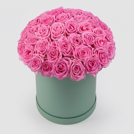 Букет в зеленой коробке Жар сердца (51 роза)