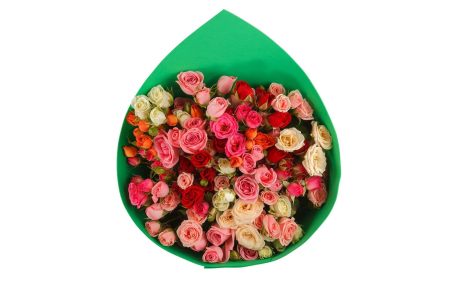 Букет 21 кустовая роза в фоамиране