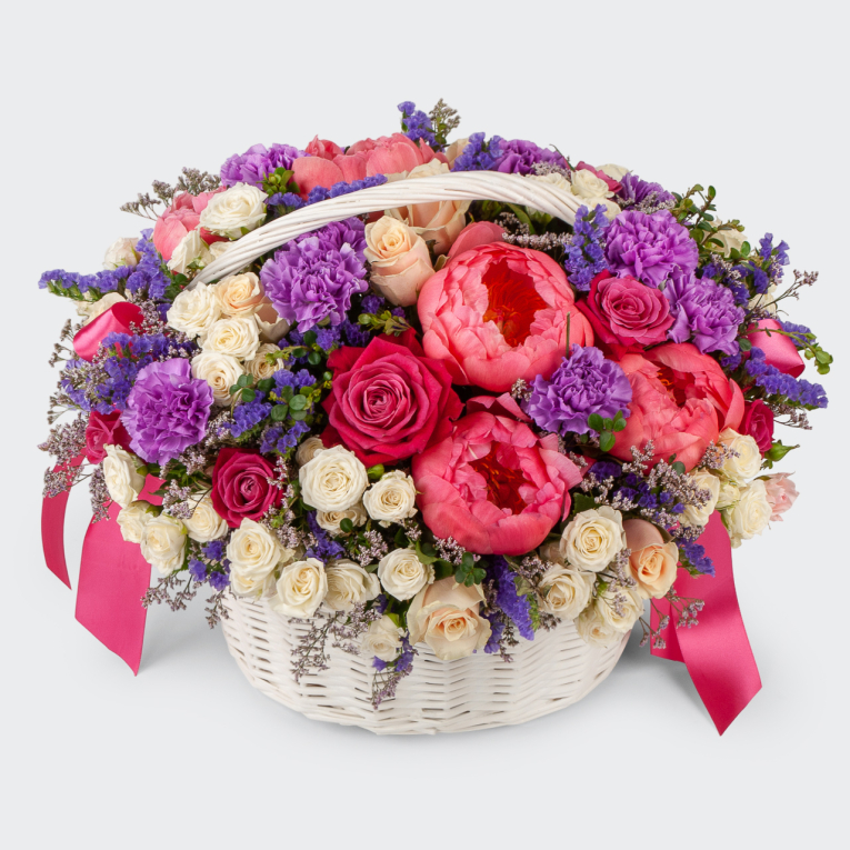 Букет в корзине По волнам любви