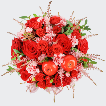 Букет в коробке Яблоки Белоснежки