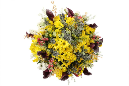 Букет с хризантемами Солнышко проснулось