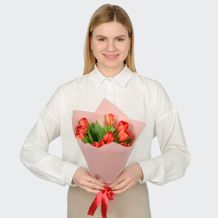 Букет 11 красных тюльпанов